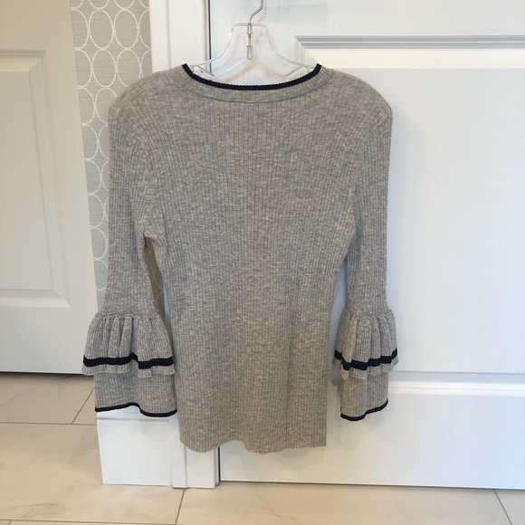 FRAME ribbed gray sweater with navy accents size S - Picture 2 of 2